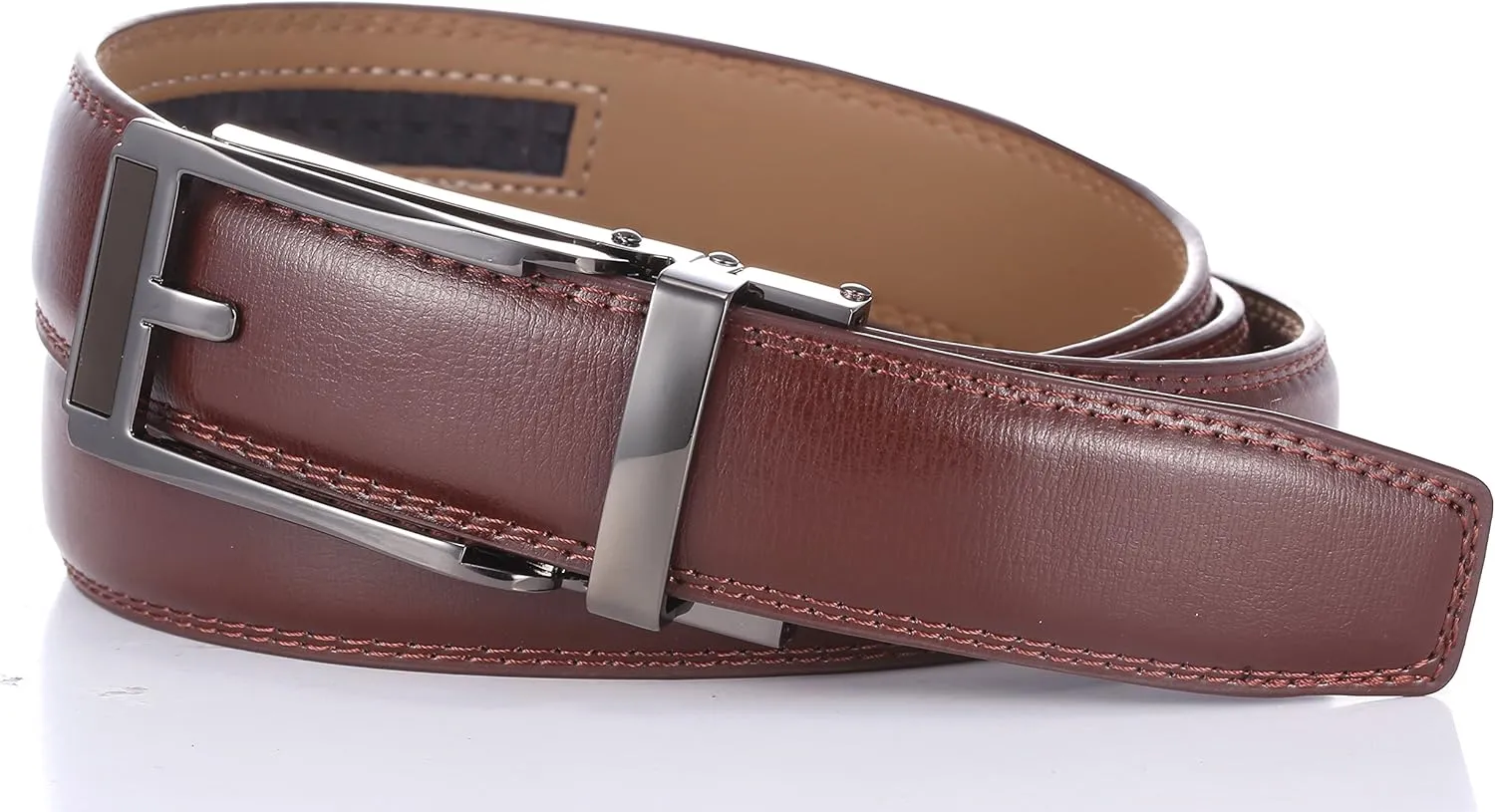 Marino Avenue Mens Genuine Leather Ratchet Dress Belt with Open Linxx Buckle