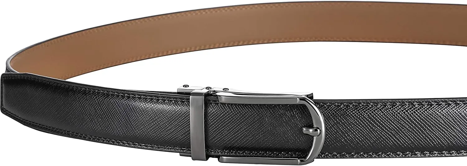 Marino's Mens Genuine Leather Ratchet Dress Belt with Open Linxx Buckle