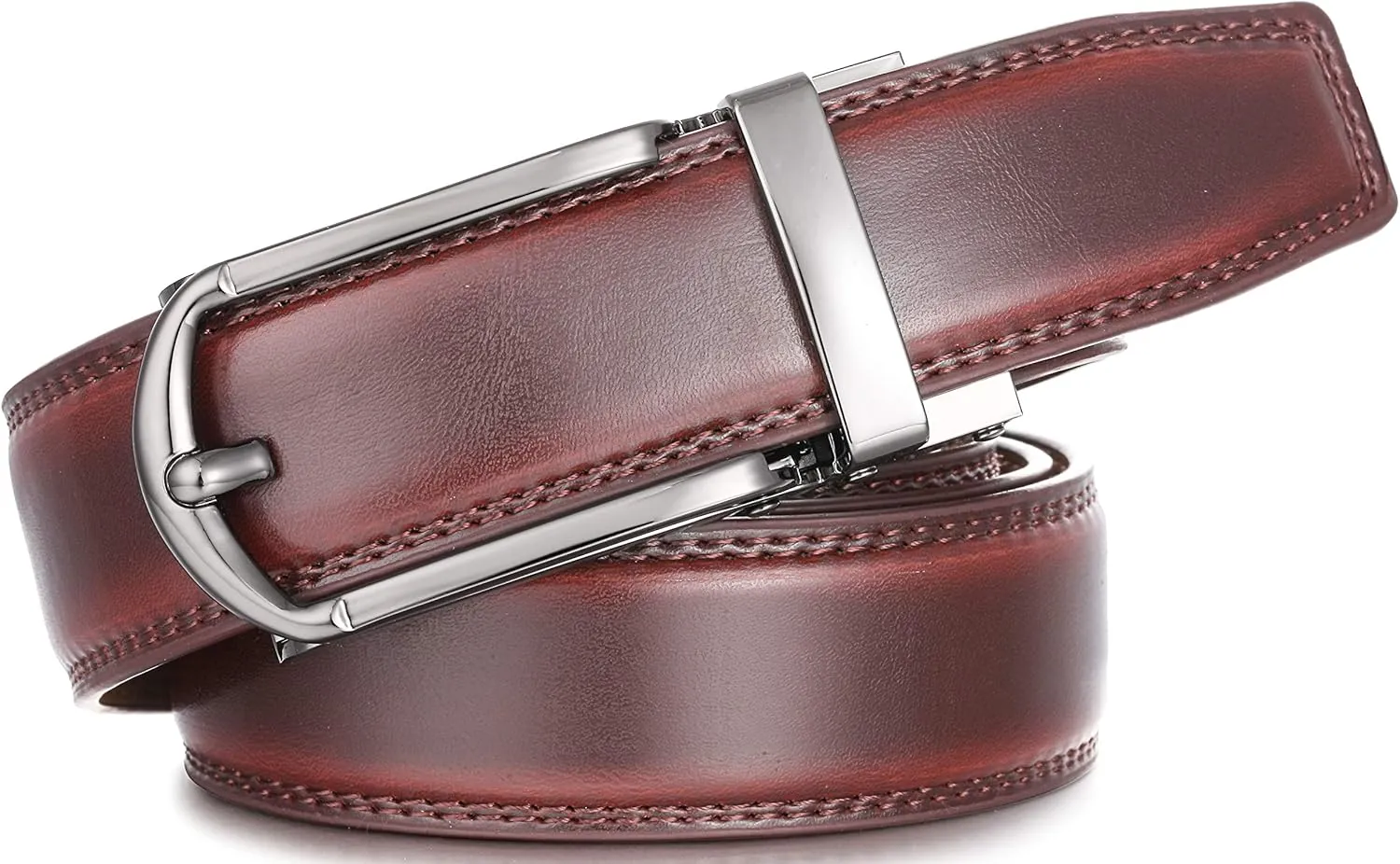 Marino's Mens Genuine Leather Ratchet Dress Belt with Open Linxx Buckle