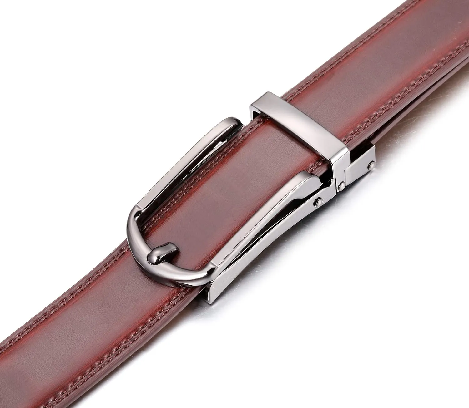 Marino's Mens Genuine Leather Ratchet Dress Belt with Open Linxx Buckle