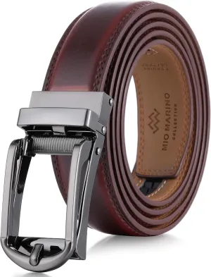 Marino's Mens Genuine Leather Ratchet Dress Belt with Open Linxx Buckle