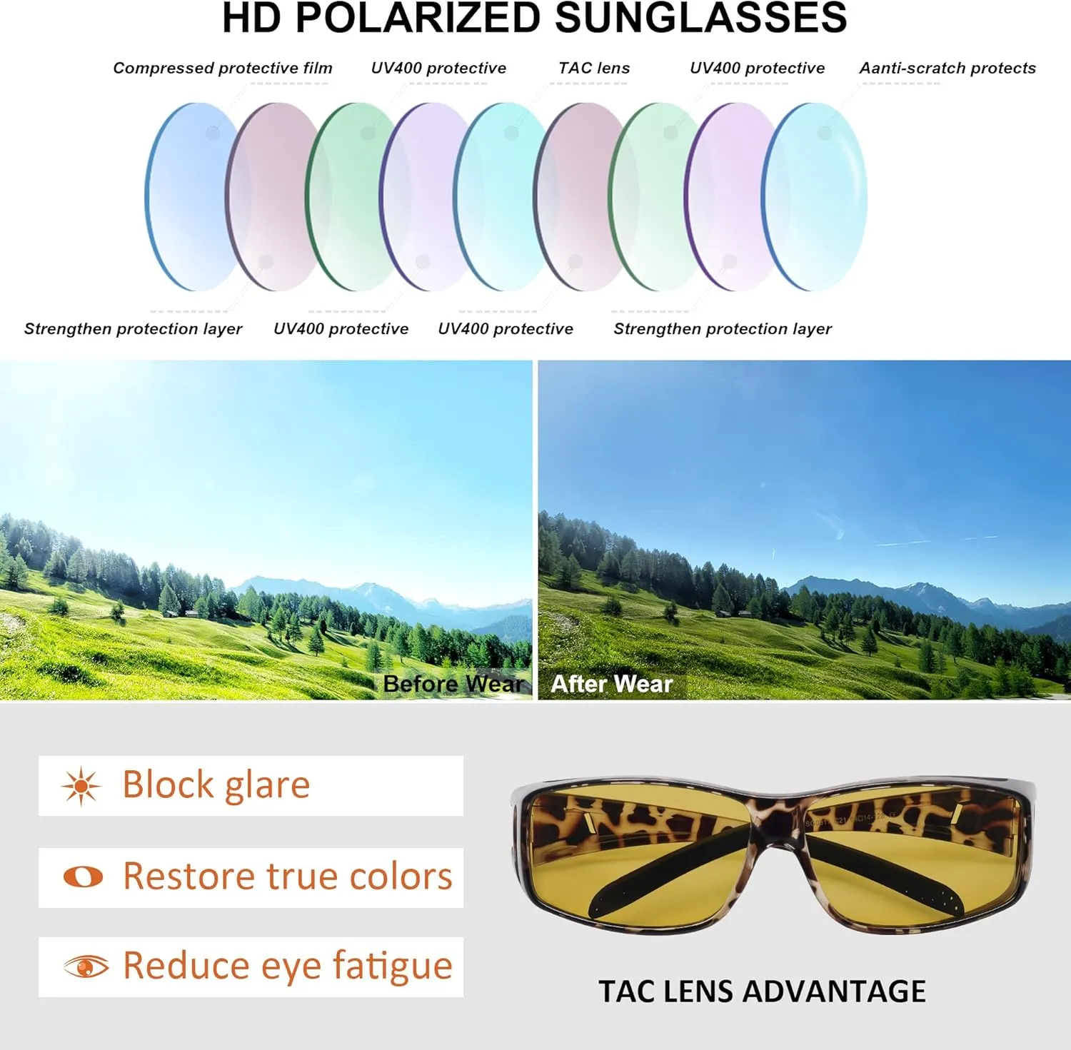 MEETSUN Fit Over Glasses Sunglasses for Men Women,Wrap Around Sunglasses Polarized UV400 Protection