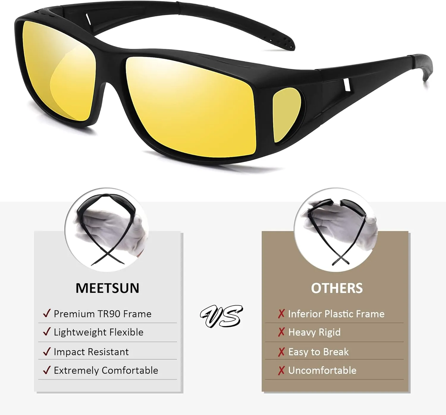 MEETSUN Fit Over Glasses Sunglasses for Men Women,Wrap Around Sunglasses Polarized UV400 Protection