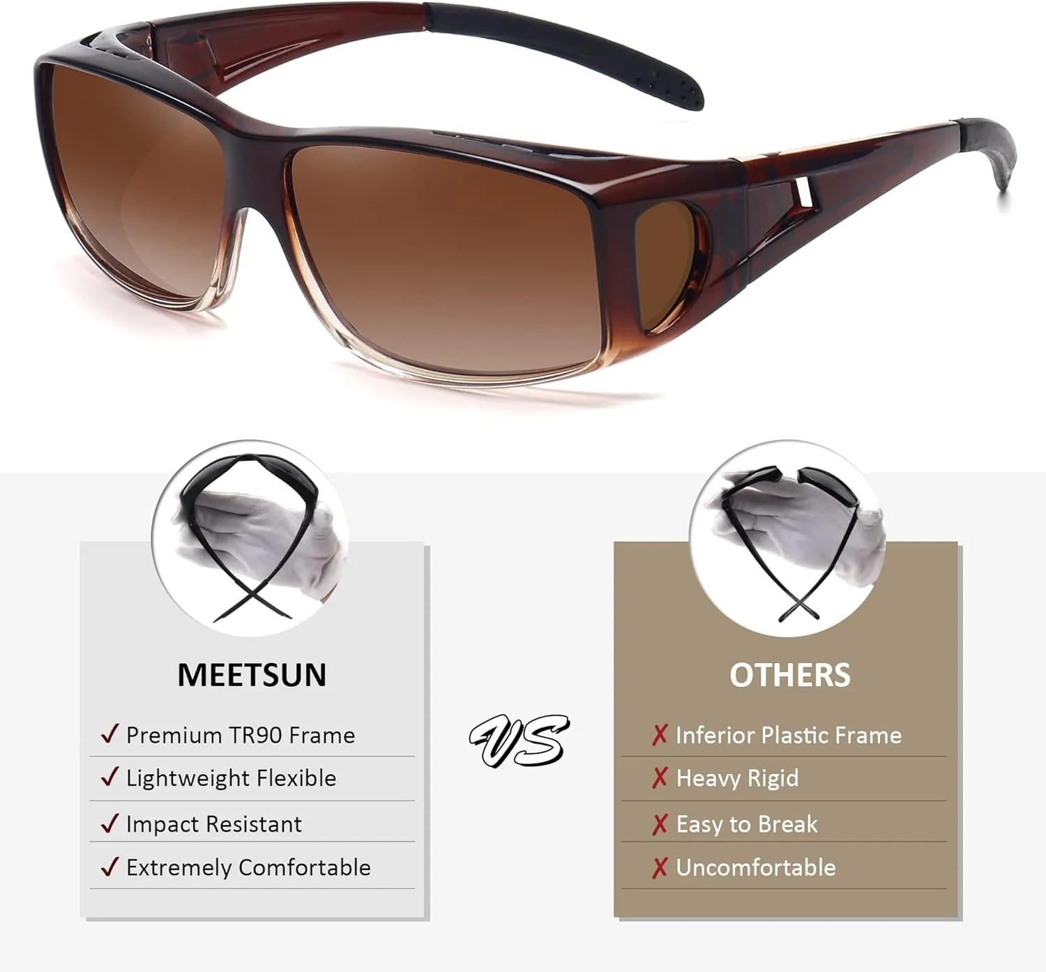 MEETSUN Fit Over Glasses Sunglasses for Men Women,Wrap Around Sunglasses Polarized UV400 Protection
