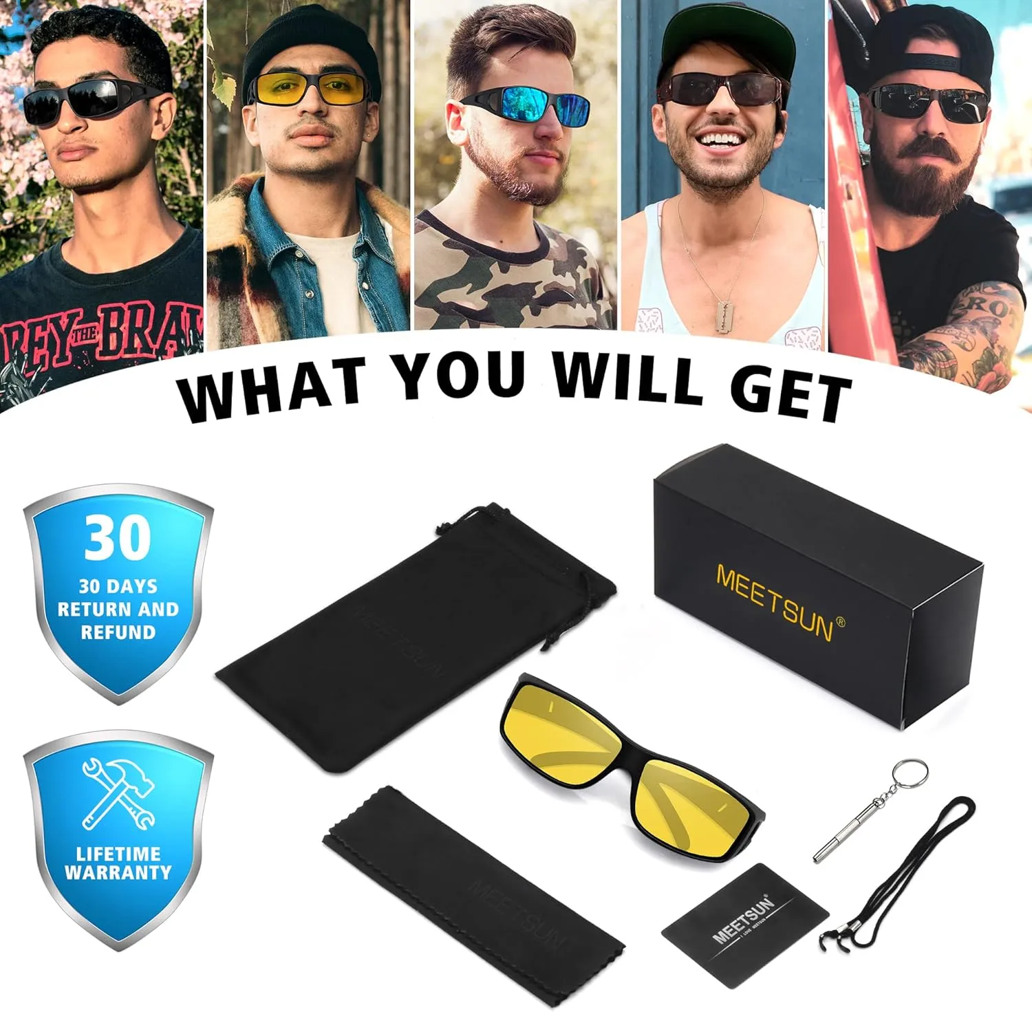 MEETSUN Fit Over Glasses Sunglasses for Men Women,Wrap Around Sunglasses Polarized UV400 Protection