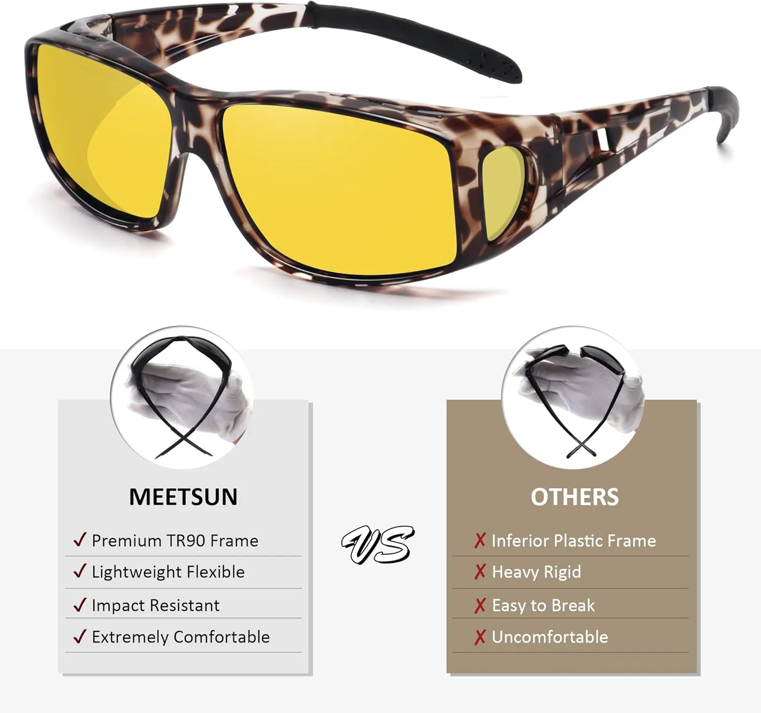 MEETSUN Fit Over Glasses Sunglasses for Men Women,Wrap Around Sunglasses Polarized UV400 Protection