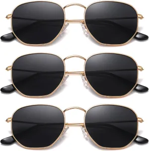 MEETSUN Polarized Hexagon Sunglasses for Women Men Polygon Square Sun Glasses UV400 Protection Metal Frame