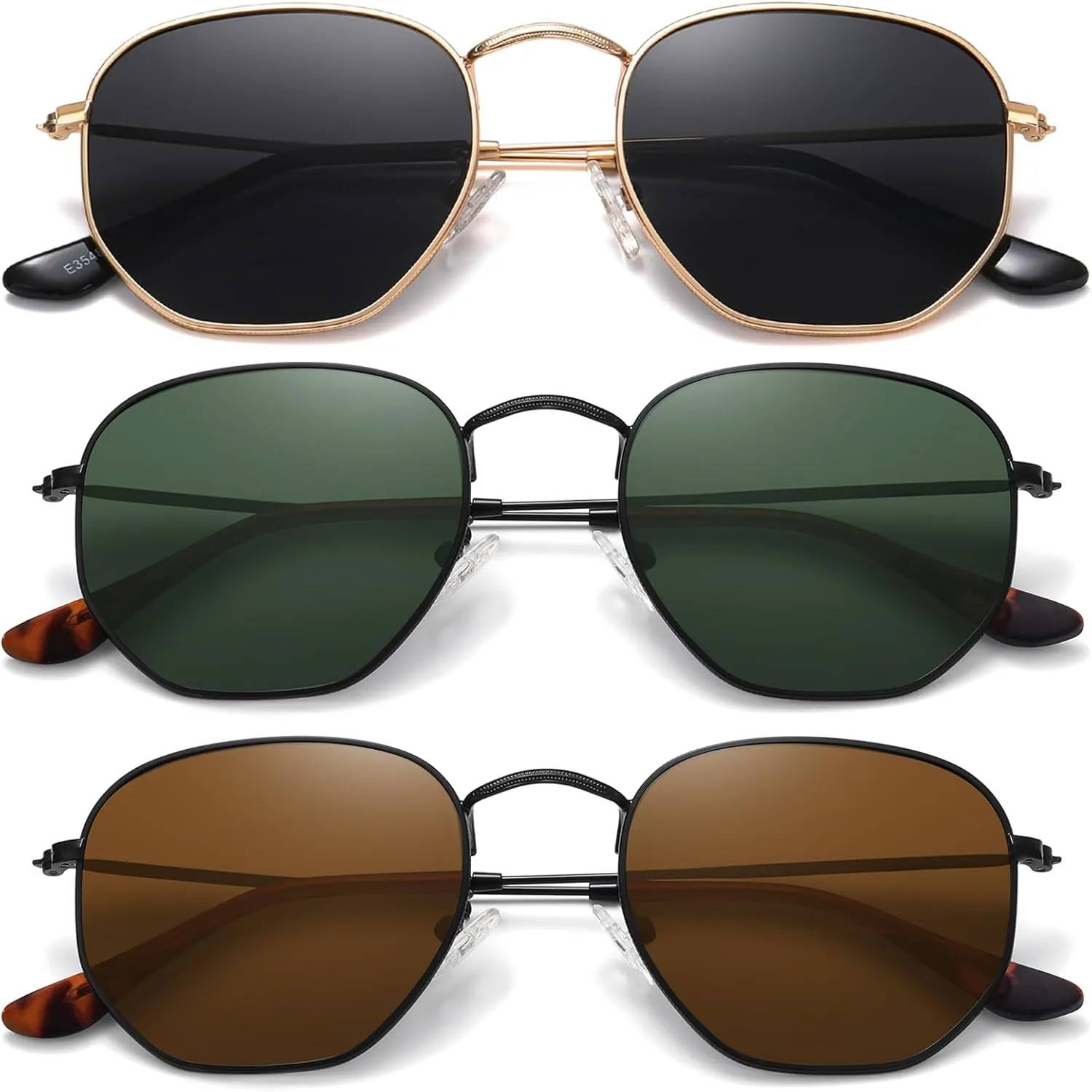 MEETSUN Polarized Hexagon Sunglasses for Women Men Polygon Square Sun Glasses UV400 Protection Metal Frame