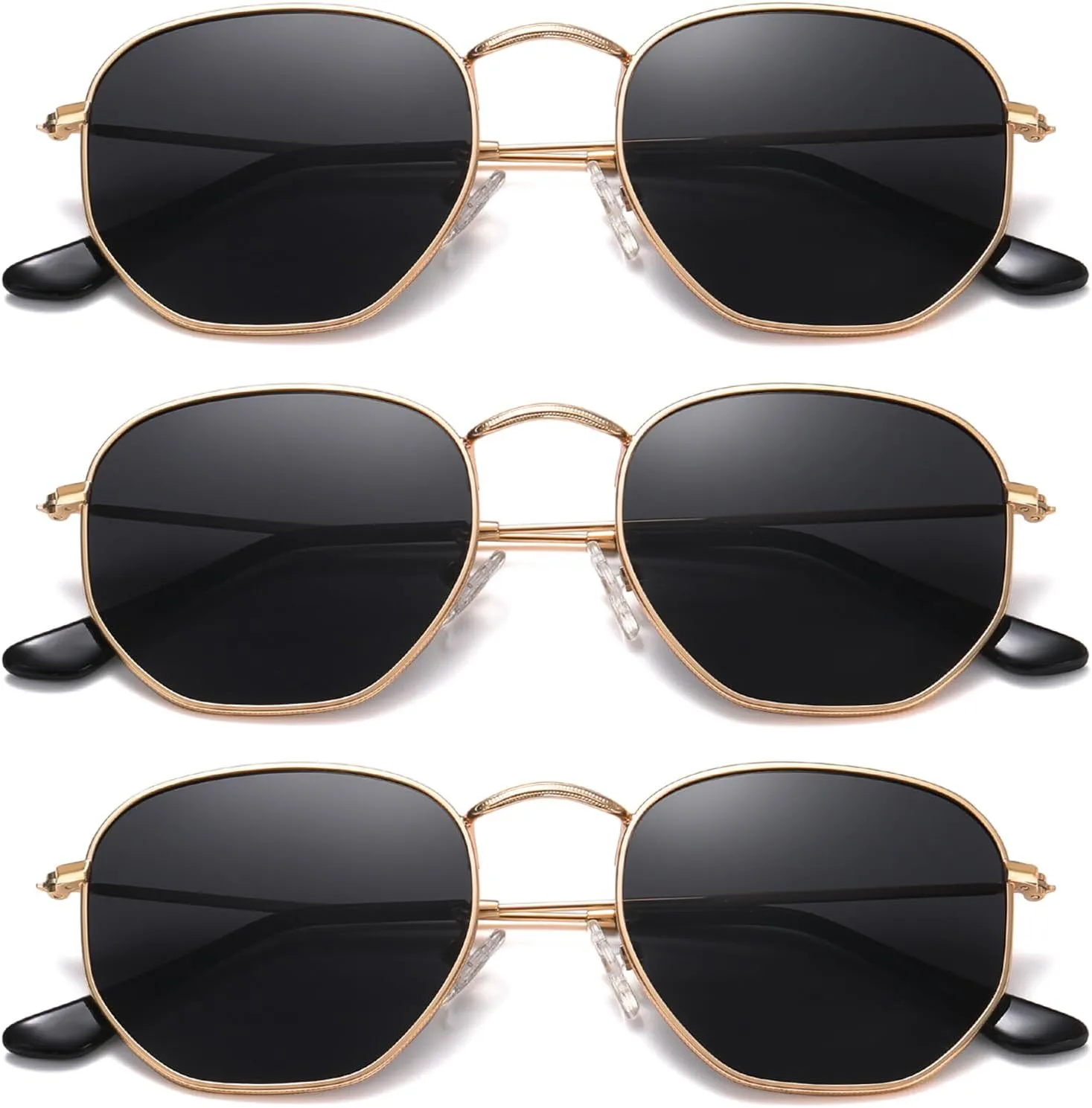 MEETSUN Polarized Hexagon Sunglasses for Women Men Polygon Square Sun Glasses UV400 Protection Metal Frame