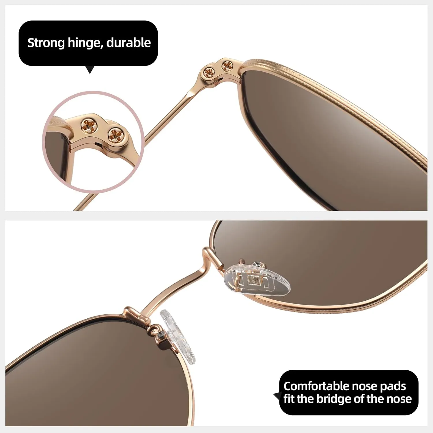 MEETSUN Polarized Hexagon Sunglasses for Women Men Polygon Square Sun Glasses UV400 Protection Metal Frame