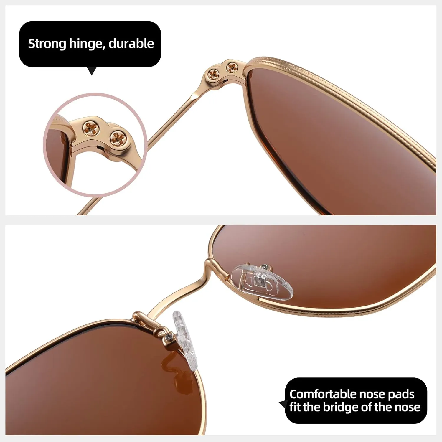 MEETSUN Polarized Hexagon Sunglasses for Women Men Polygon Square Sun Glasses UV400 Protection Metal Frame