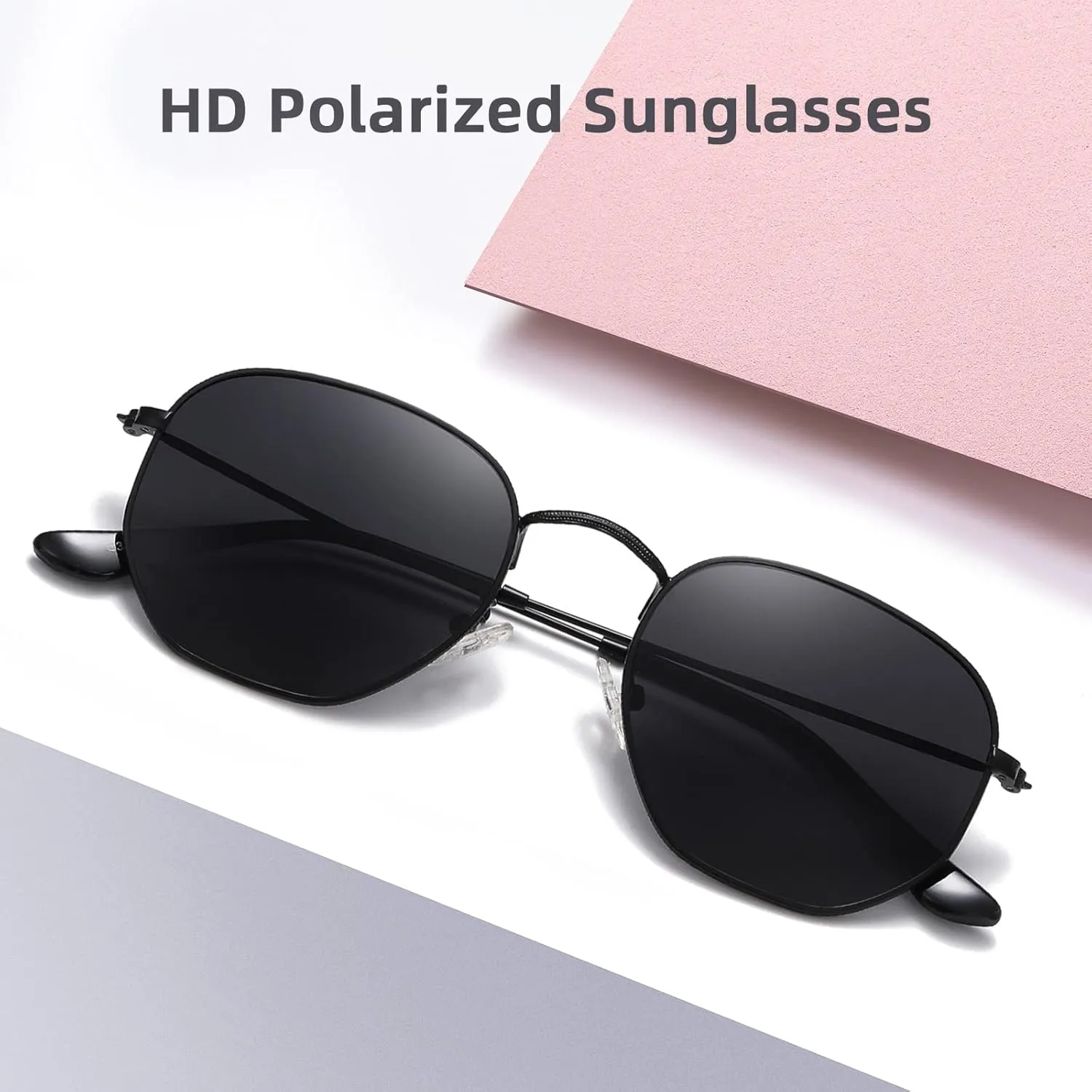 MEETSUN Polarized Hexagon Sunglasses for Women Men Polygon Square Sun Glasses UV400 Protection Metal Frame