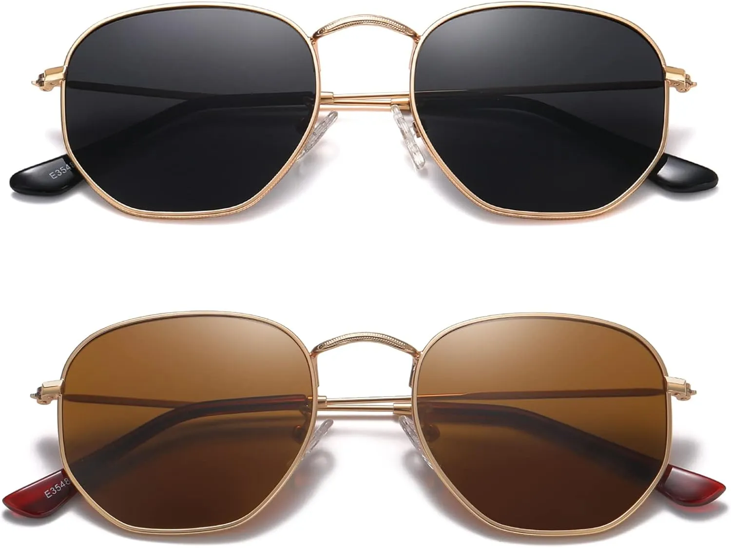 MEETSUN Polarized Hexagon Sunglasses for Women Men Polygon Square Sun Glasses UV400 Protection Metal Frame