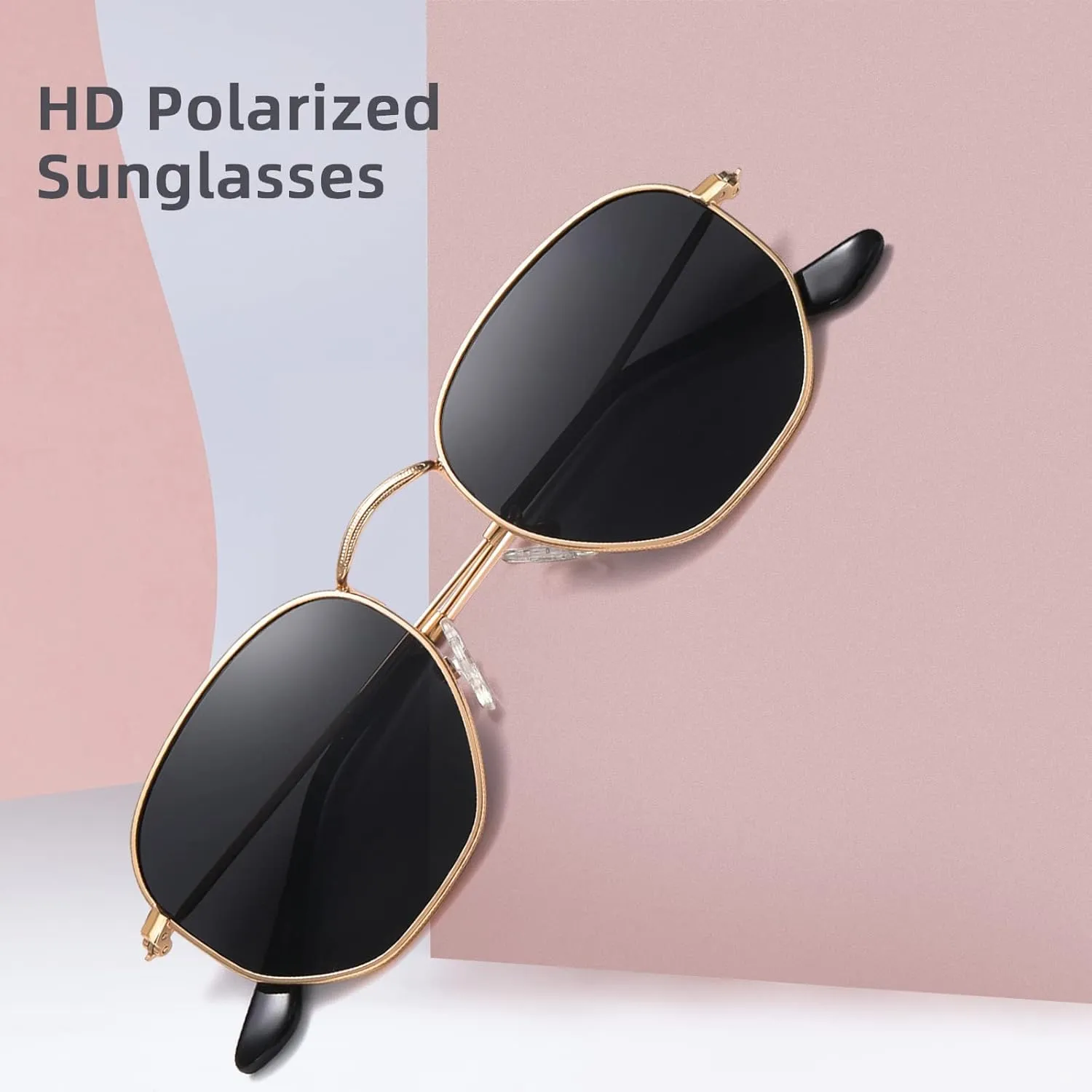 MEETSUN Polarized Hexagon Sunglasses for Women Men Polygon Square Sun Glasses UV400 Protection Metal Frame