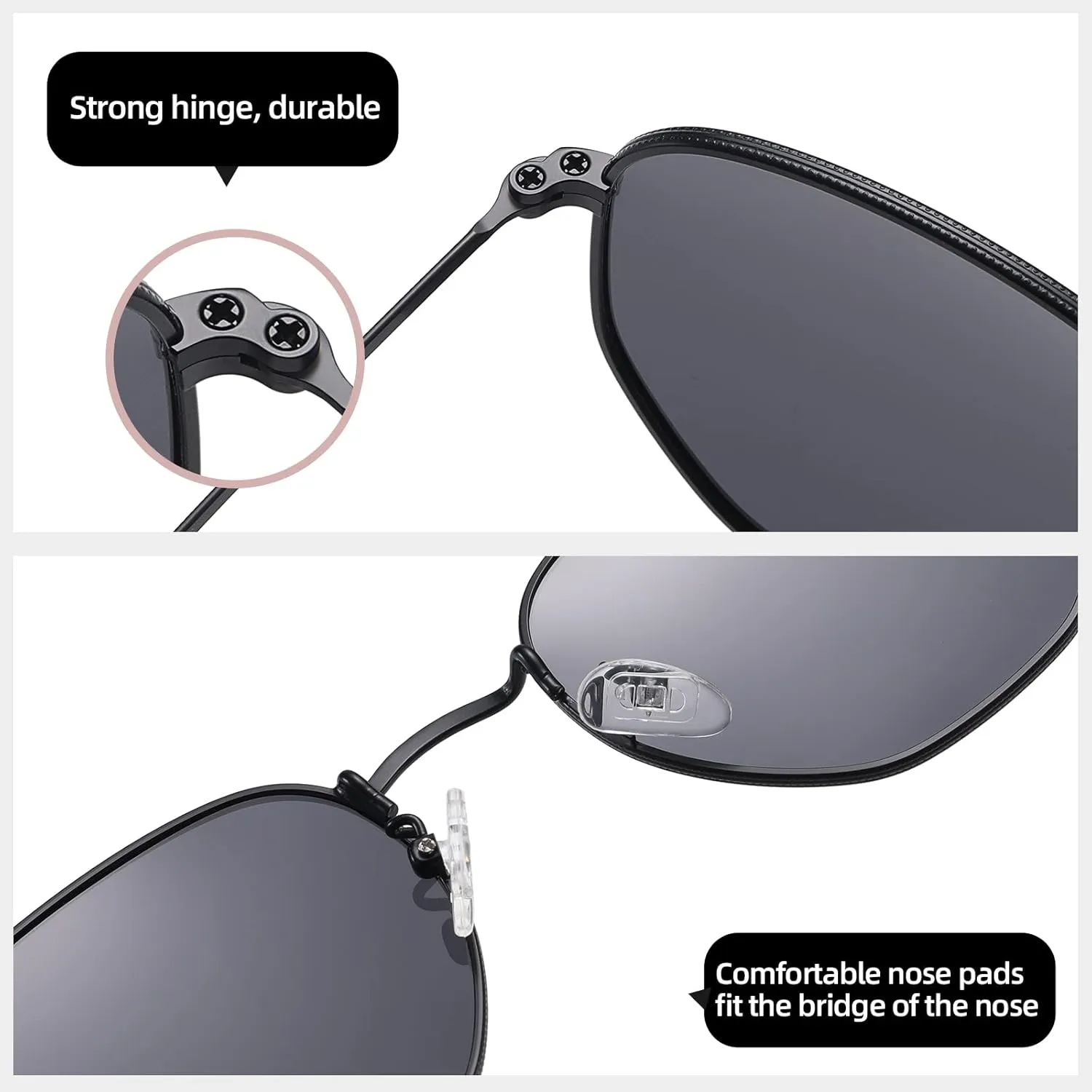 MEETSUN Polarized Hexagon Sunglasses for Women Men Polygon Square Sun Glasses UV400 Protection Metal Frame