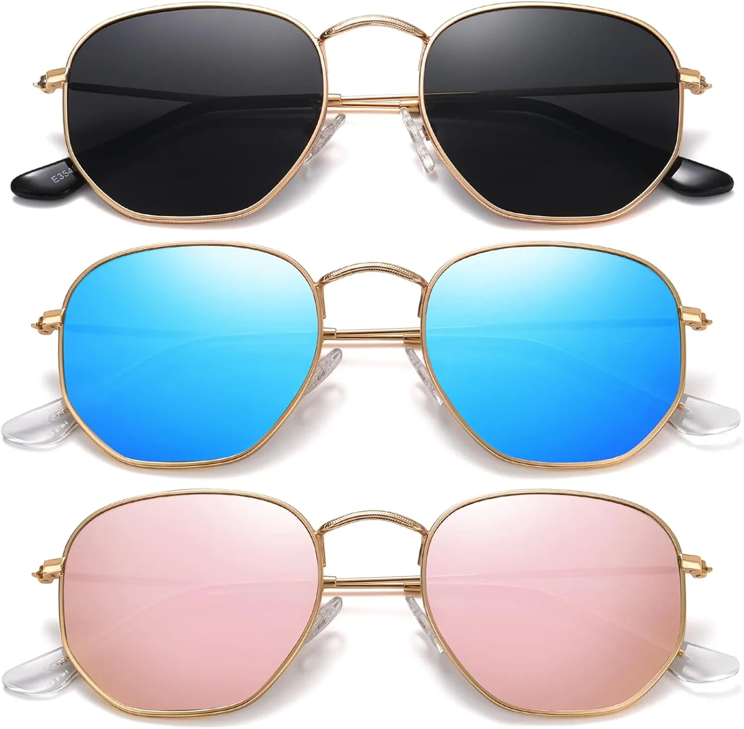 MEETSUN Polarized Hexagon Sunglasses for Women Men Polygon Square Sun Glasses UV400 Protection Metal Frame