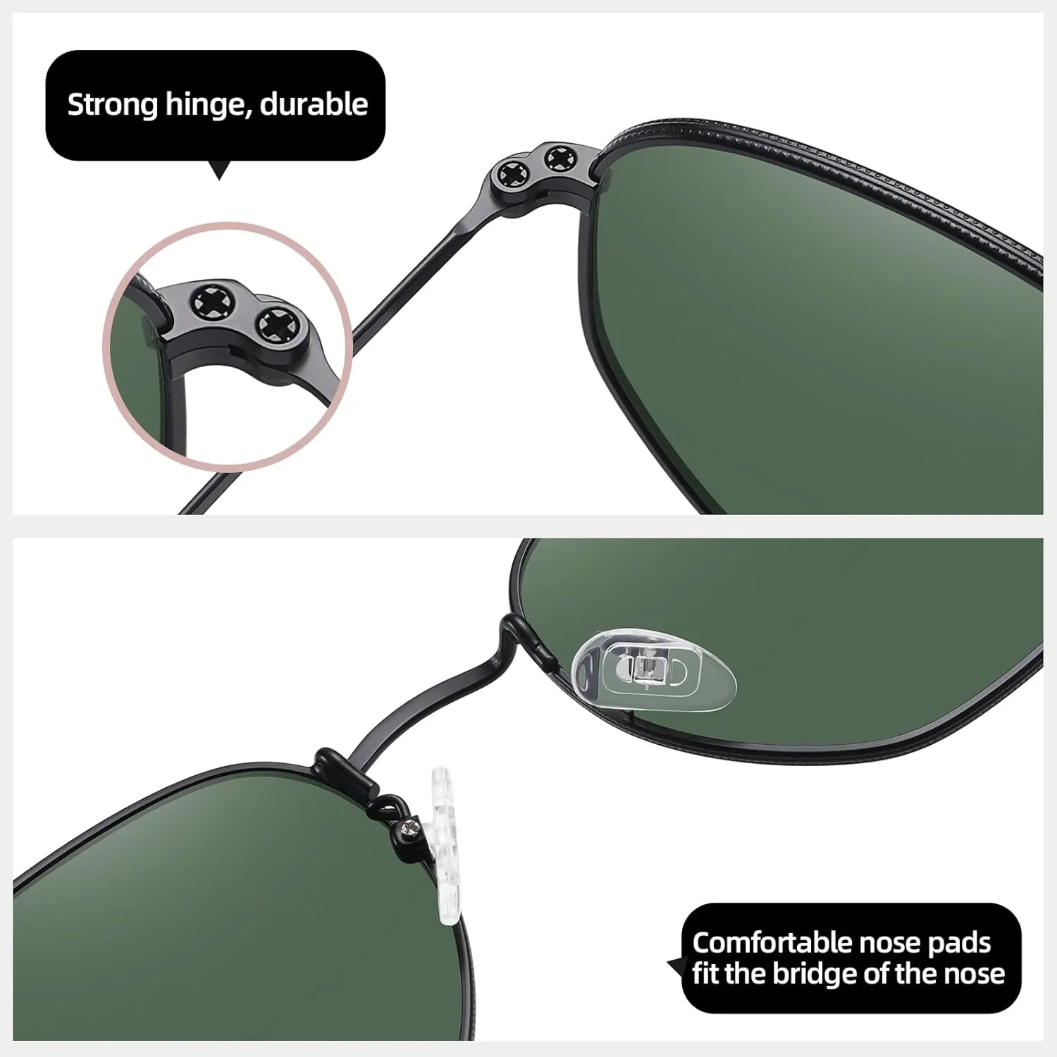 MEETSUN Polarized Hexagon Sunglasses for Women Men Polygon Square Sun Glasses UV400 Protection Metal Frame
