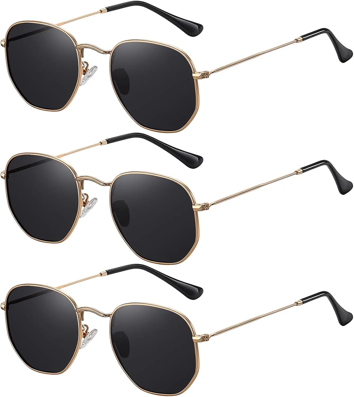 MEETSUN Polarized Hexagon Sunglasses for Women Men Polygon Square Sun Glasses UV400 Protection Metal Frame