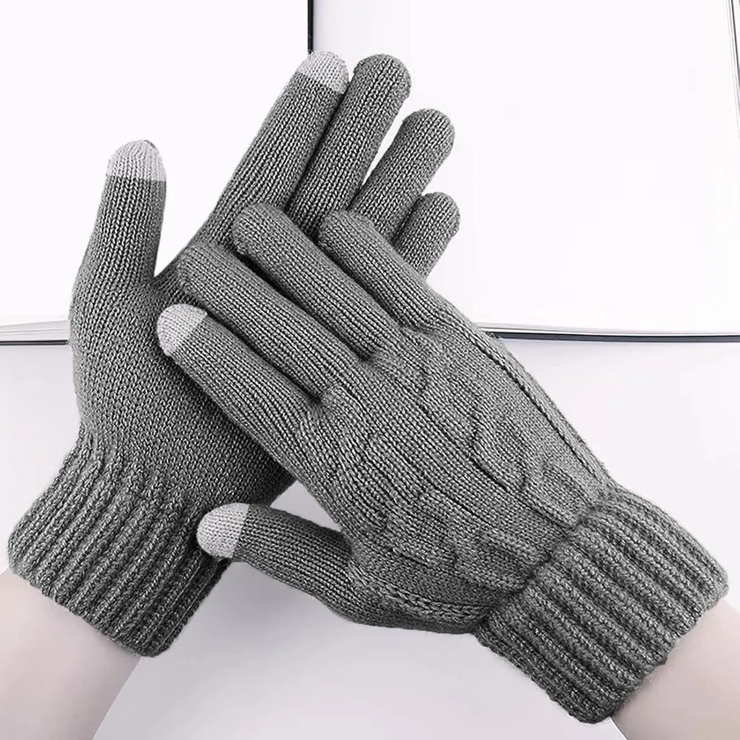 Men Winter Gloves Warm Touchscreen Thick Knit Liner Thermal Cold Weather Touchscreen Soft Hand Glove