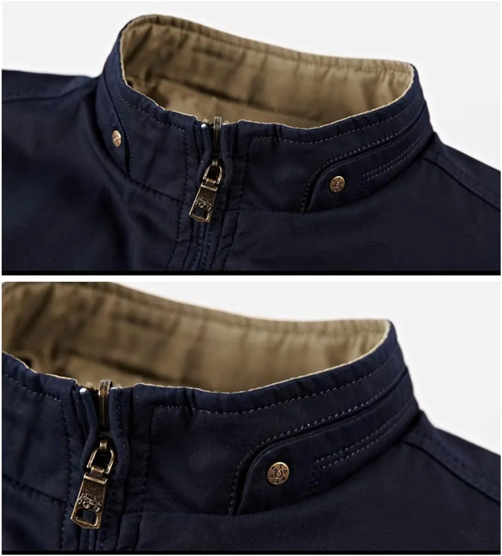 Mens Bomber Jacket Strategy Jacket Army Warm Field Jacket Outdoor Springtime Autumn Stand-Up Collar Work Jacket