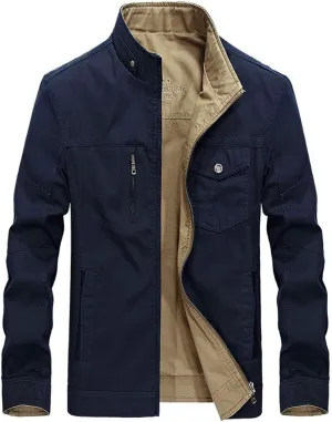Mens Bomber Jacket Strategy Jacket Army Warm Field Jacket Outdoor Springtime Autumn Stand-Up Collar Work Jacket