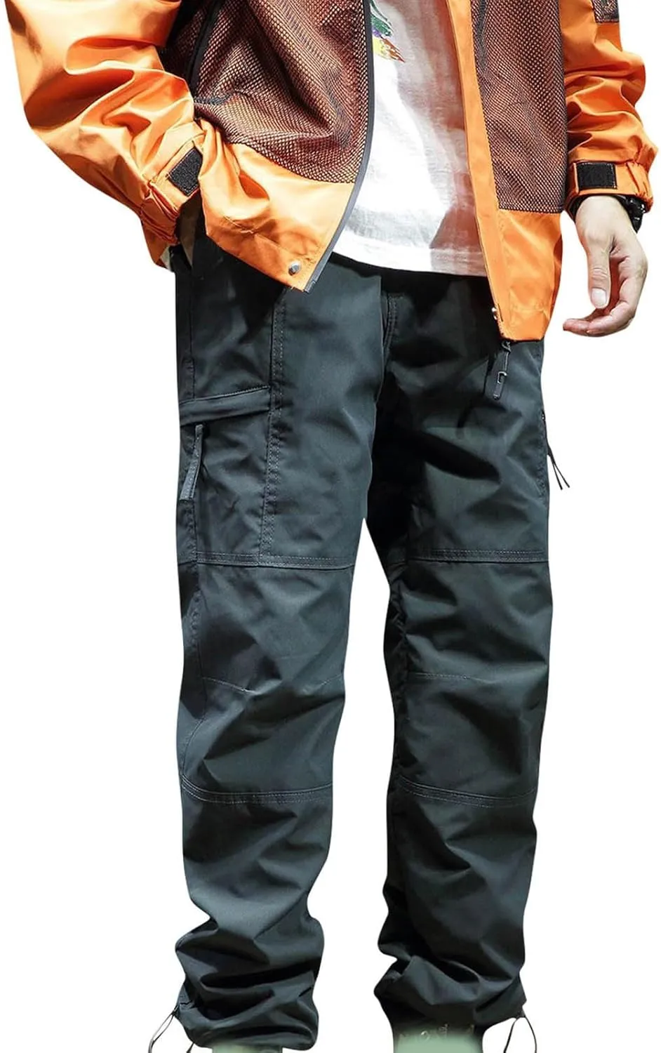 Mens Cargo Joggers Winter Fleece Camouflage Tactical Pants Ripstop Outdoor Warm Hiking Straight Trousers with Pockets