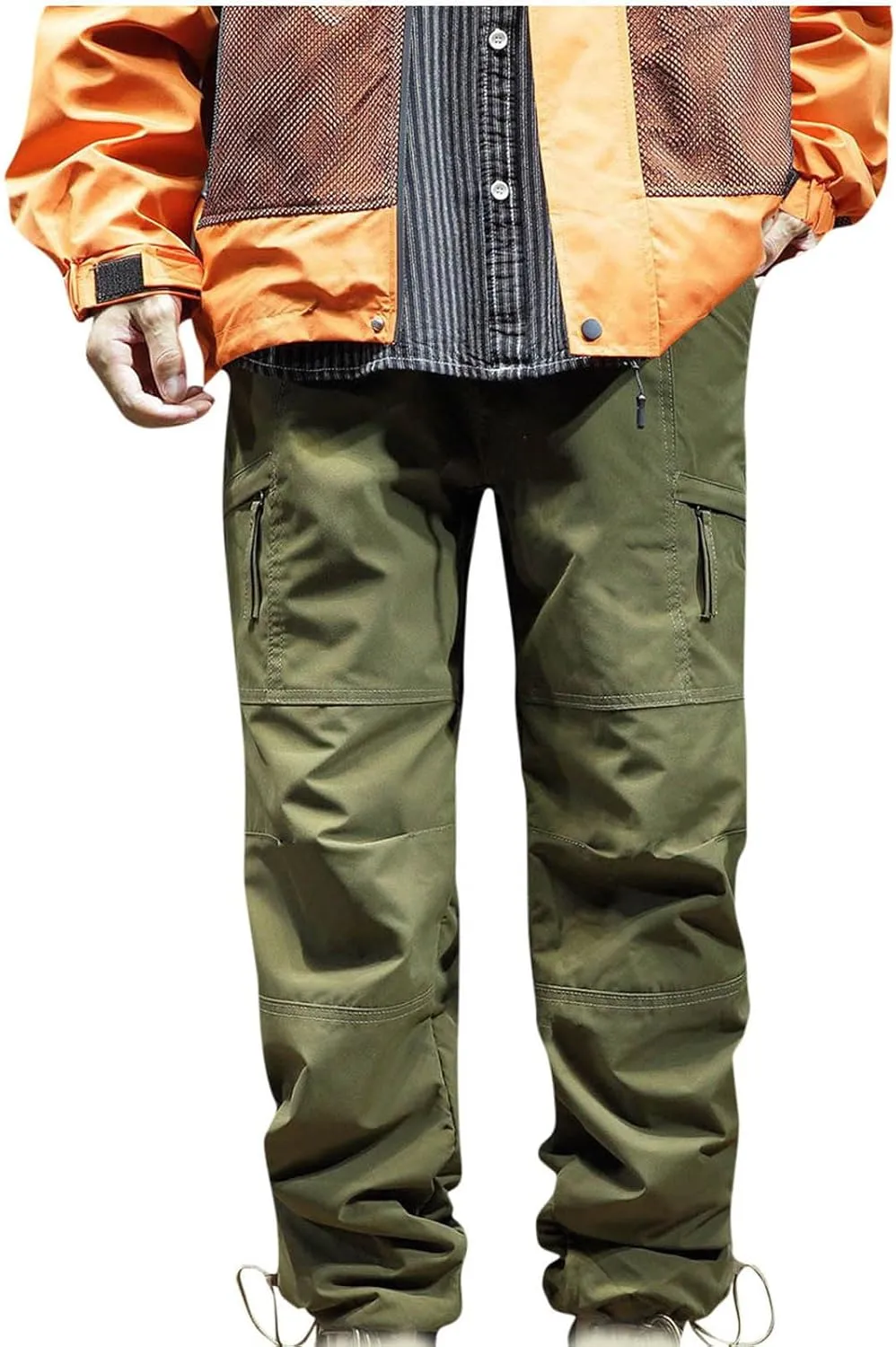 Mens Cargo Joggers Winter Fleece Camouflage Tactical Pants Ripstop Outdoor Warm Hiking Straight Trousers with Pockets