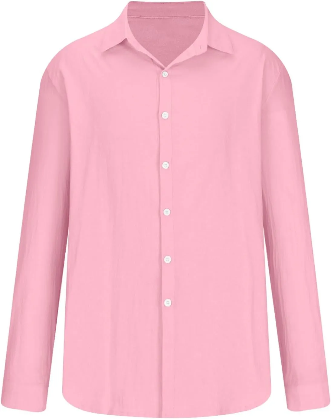 Men's Cotton Linen Long Sleeve Shirt V Neck Casual Button Down Blouse Solid Color Loose Tops Comfy Lightweight Tee