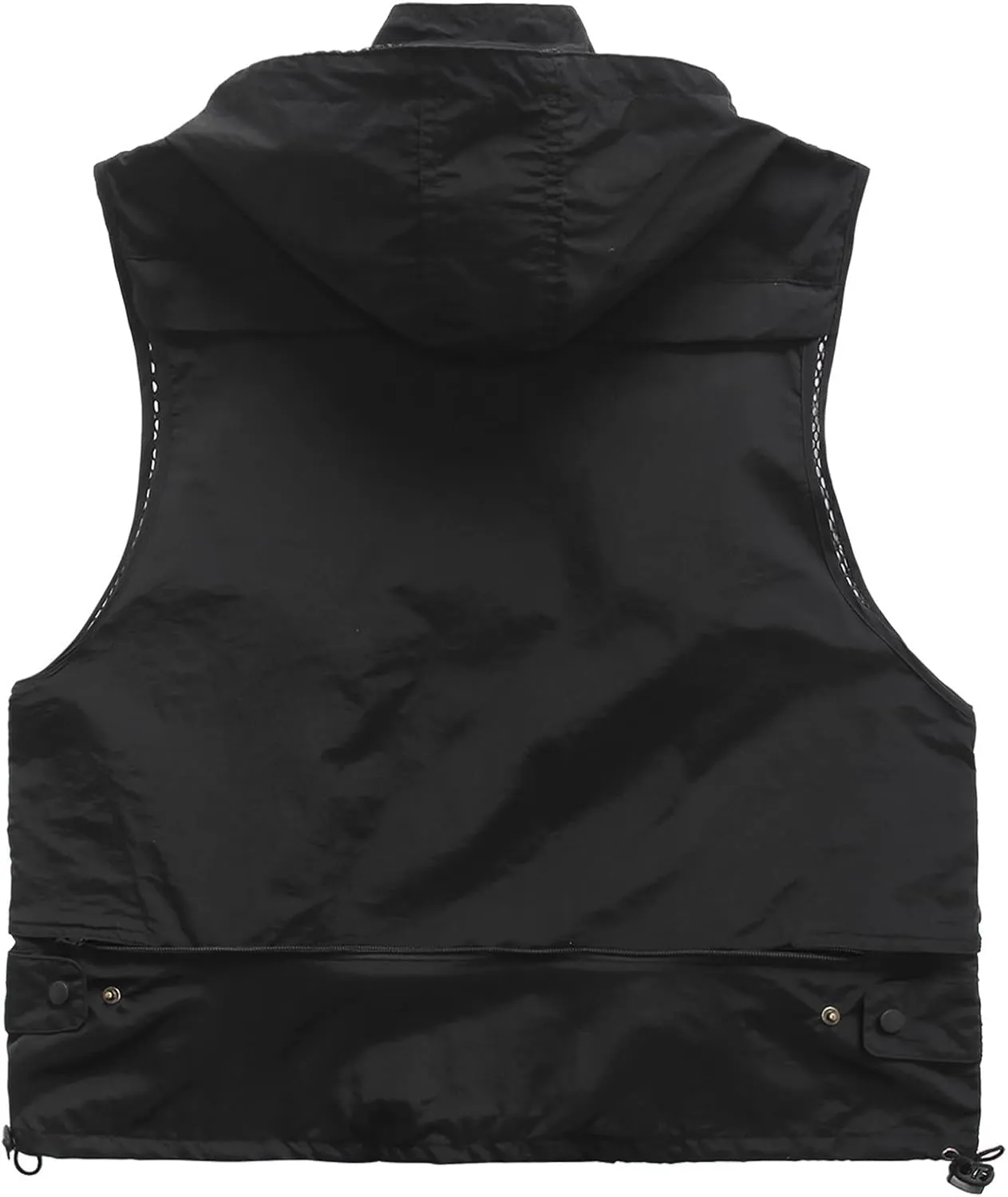 Men's Fishing Vests Outdoor Work Quick-Dry Hunting Zip Reversible Travel Hooded Vest Jackets with Multi Pockets