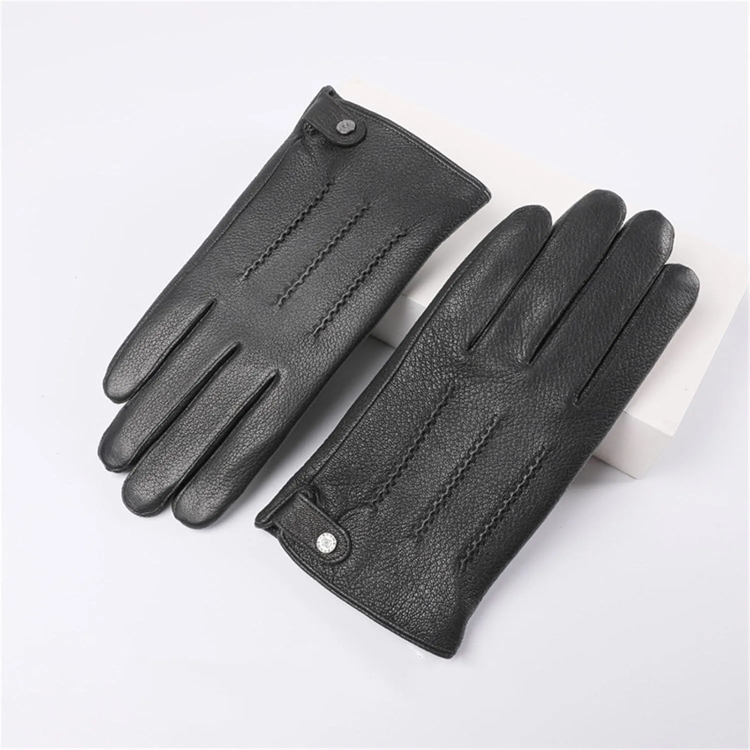 Men's Gloves Leather Gloves Winter Warm Padded Thickened Driving Simple Gloves Winter Warm Gloves