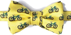 Men's Hipster 100% Silk Yellow Bike Bicycles Cycling Self Tie Butterfly Bow Tie