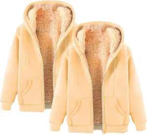 Men's Jacket Hooded Full Zip Up Fleece Warm Thick Jackets Winter Long Sleeve Hoodie Jacket Casual Padded Jacket