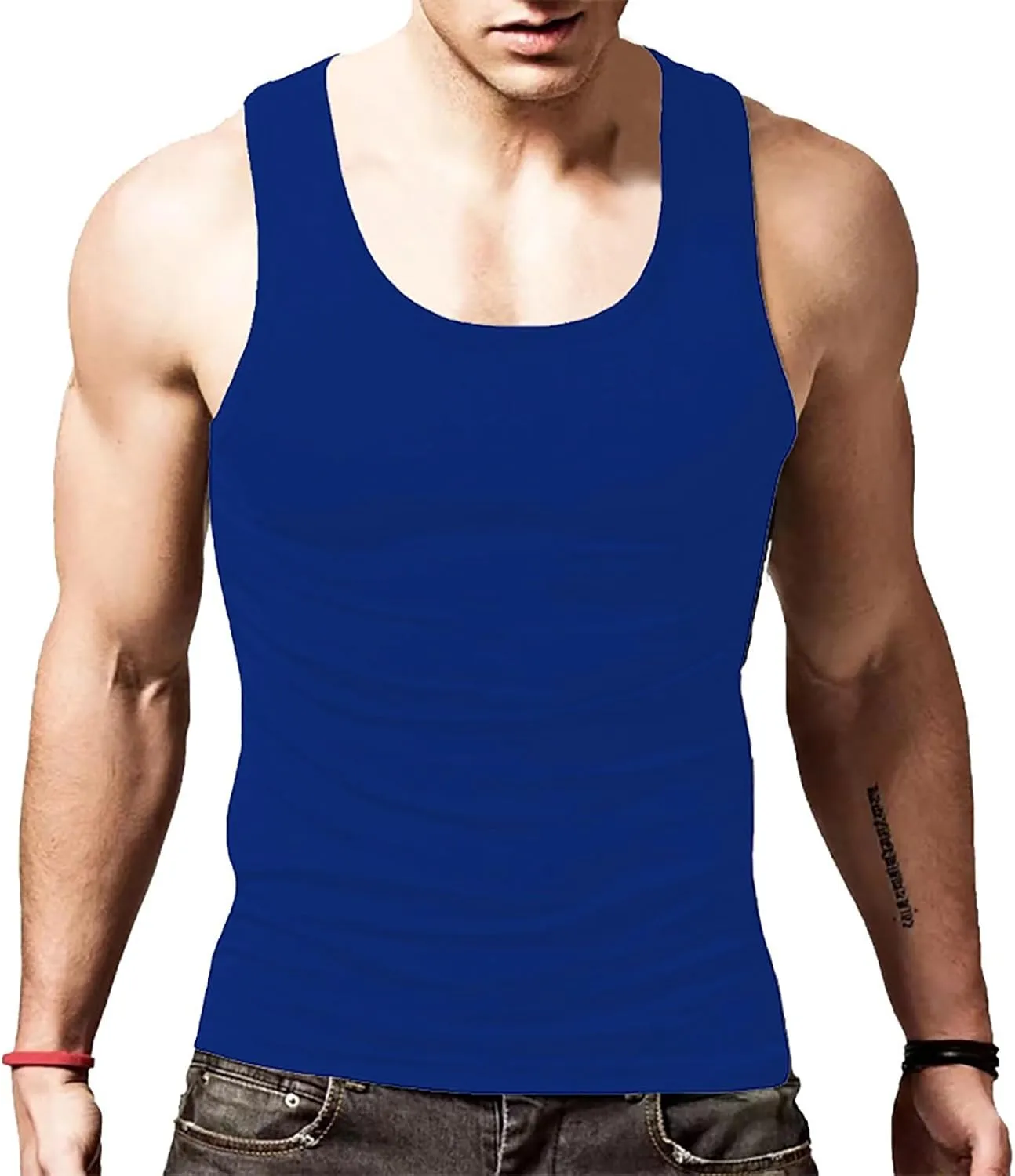 Men's Lightweight Cotton Tank Undershirts Hooded Tank Top Breathable Sleeveless Vest Fashion Casual Vest