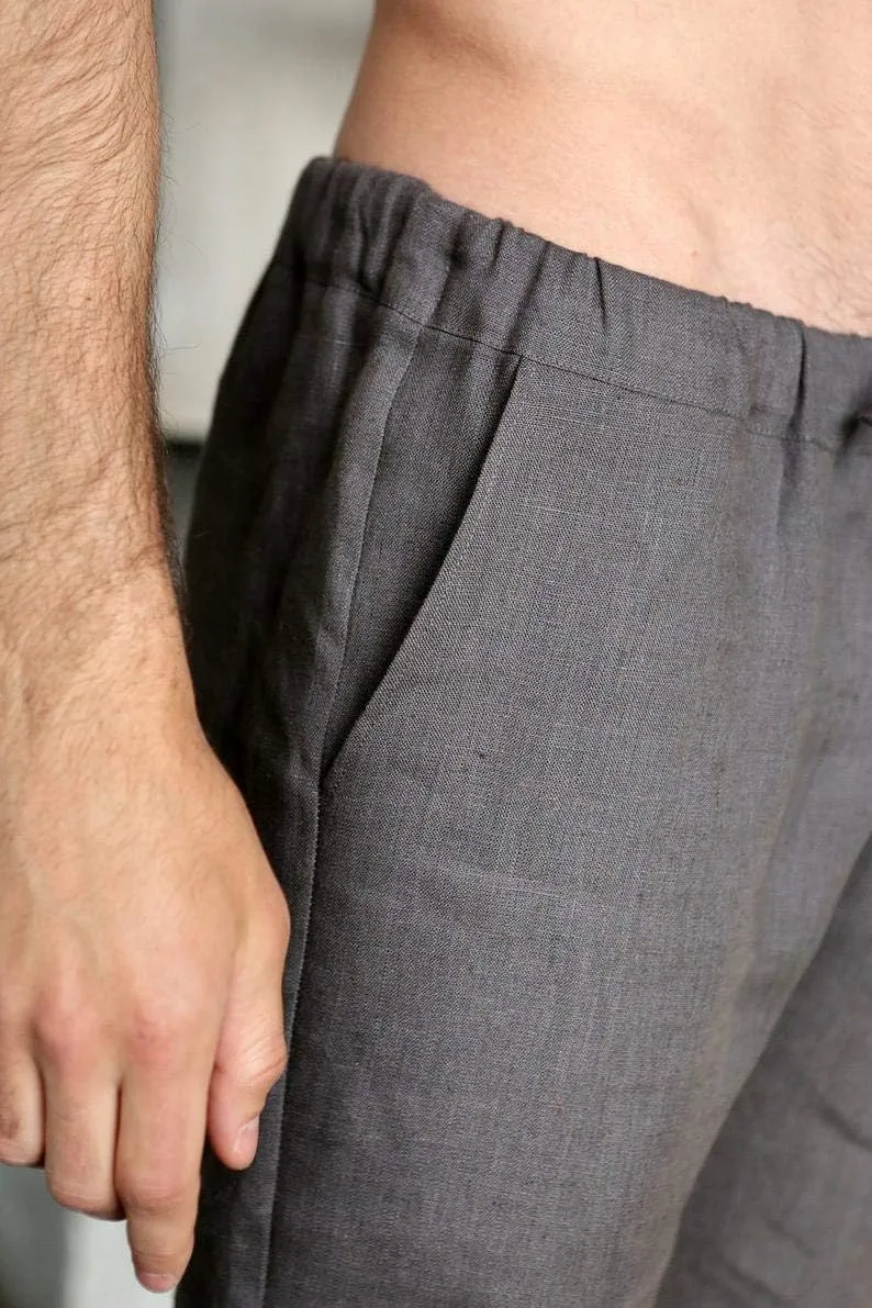 Mens Linen Pants Casual Summer Pants for Men Elegant and Comfy Navy Trousers Gift for him Natural Linen Clothing