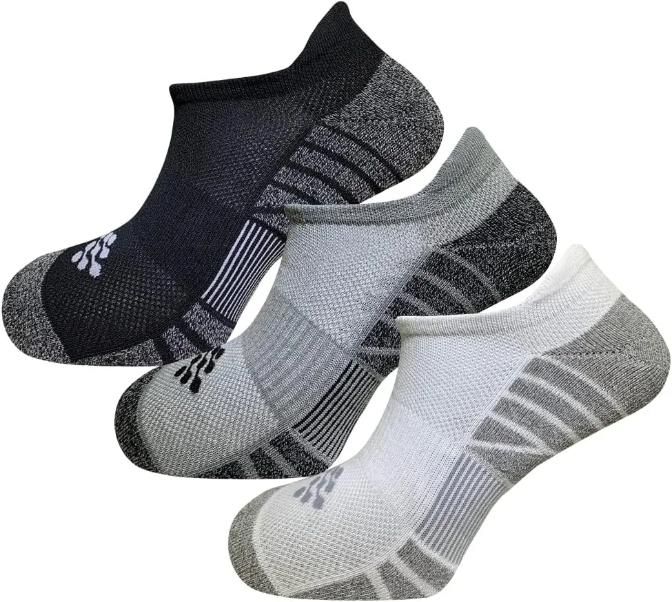 Men's No Show Socks - Running Socks with Compression   Infrared - 3 Pairs