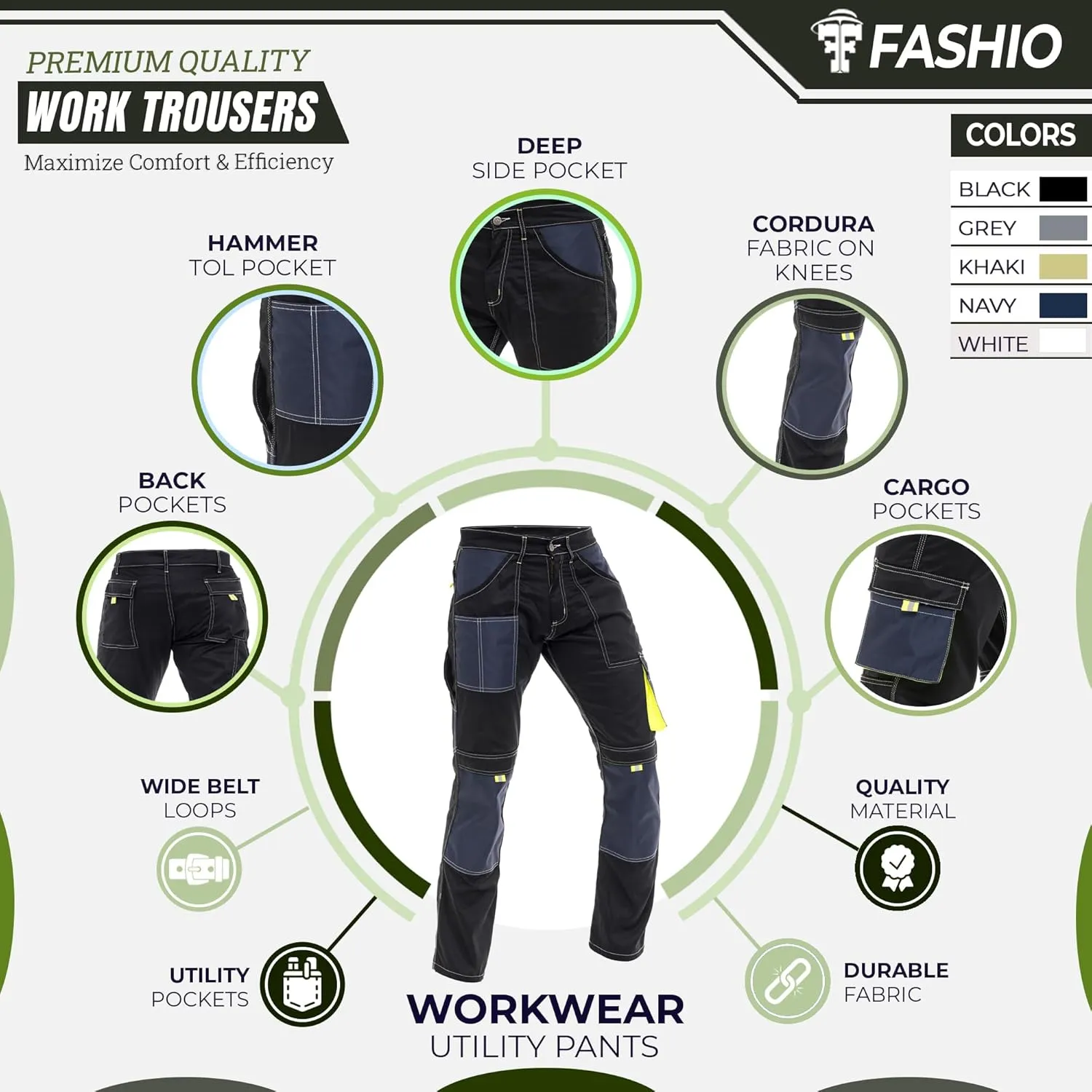 Men's Painter Pants Carpenter Tactical Field Pants Cargo Trousers with Cordura Reinforced Knees Pads & Utility Pockets