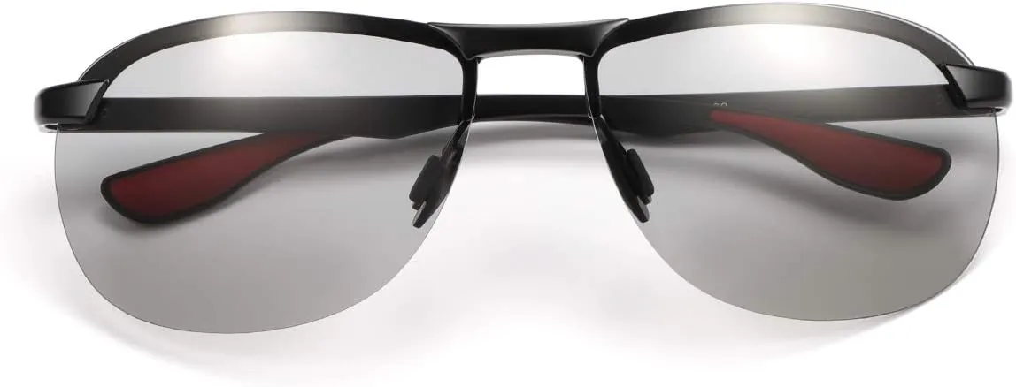 Men's Photochromic Polarized Sunglasses Al-Mg Metal Frame Sports Driving Glasses UV400 Protection Anti Glare Eyewear
