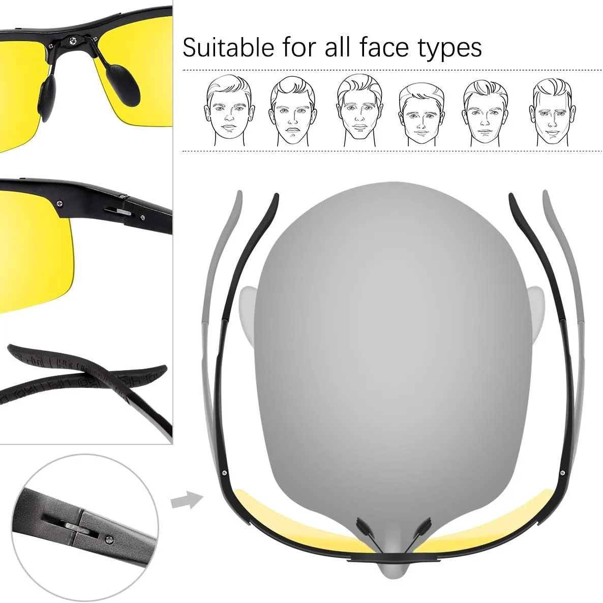 Men's Photochromic Polarized Sunglasses Al-Mg Metal Frame Sports Driving Glasses UV400 Protection Anti Glare Eyewear