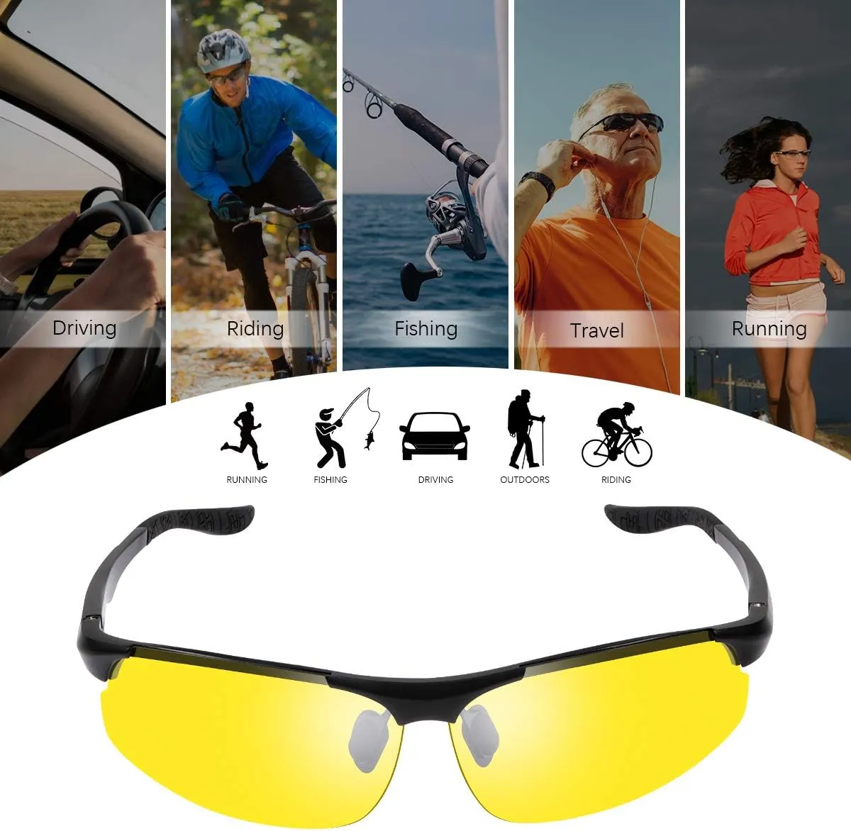 Men's Photochromic Polarized Sunglasses Al-Mg Metal Frame Sports Driving Glasses UV400 Protection Anti Glare Eyewear