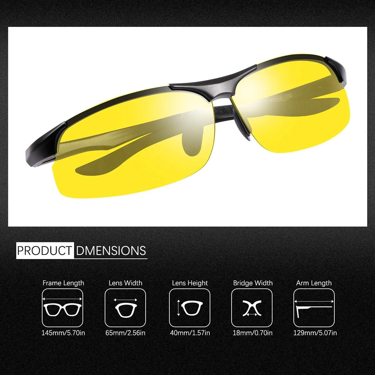 Men's Photochromic Polarized Sunglasses Al-Mg Metal Frame Sports Driving Glasses UV400 Protection Anti Glare Eyewear