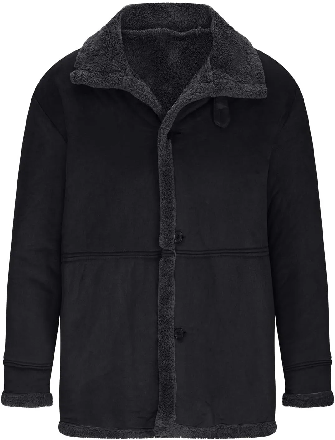 Mens Sherpa Fleece Lined Jackets Fur Collar Long Trench Coat for Big and Tall Outwear, Motorcycle Bomber Jackets