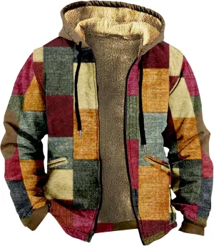 Mens Vintage Fleece Jacket Sherpa Lined Winter Coats Winter Warm Tactical Jackets Windbreaker Varsity Coat Hooded
