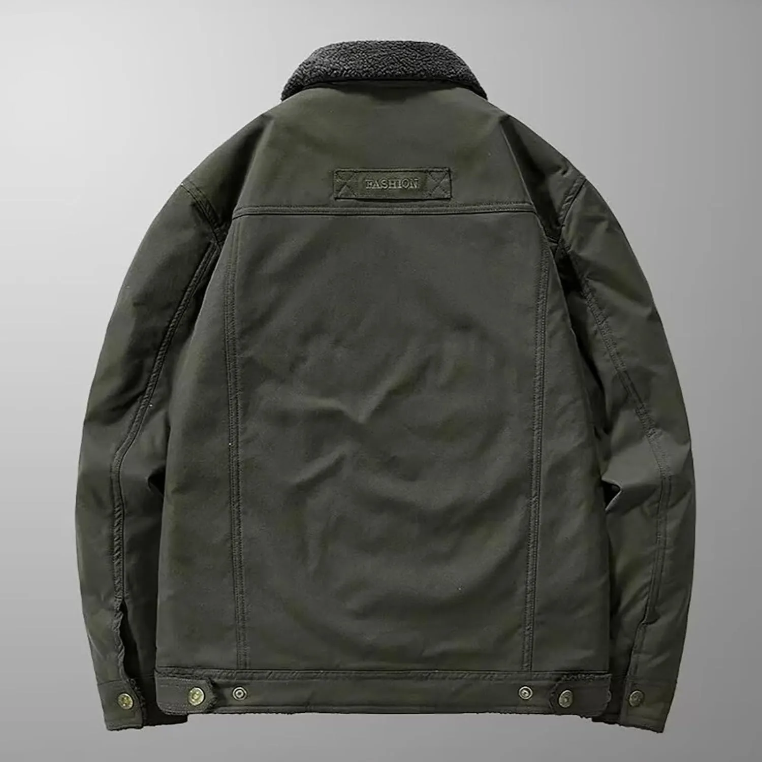 Mens Winter Cargo Bomber Jacket Sherpa Fleece Lined Lapel Button Down Trucker Jackets Thick Warm Work Coats Outerwear