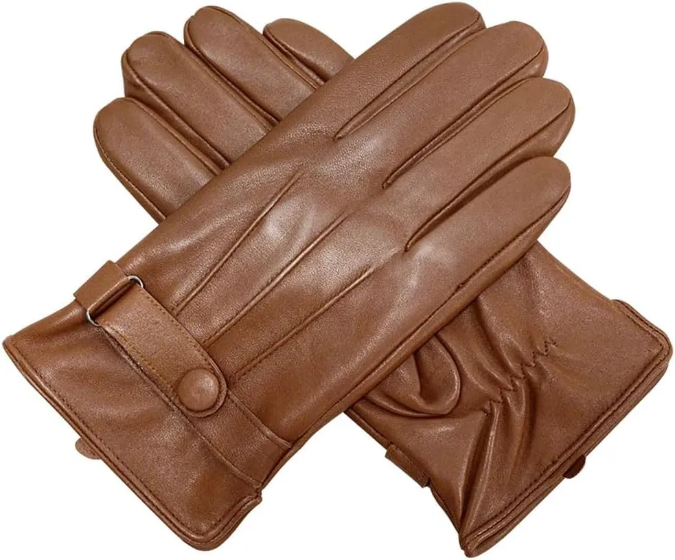 Men's Winter Genuine Leather Gloves for Men Outdoor Cycling Real Sheepskin Keep Warm Driving Gloves Black 3XL