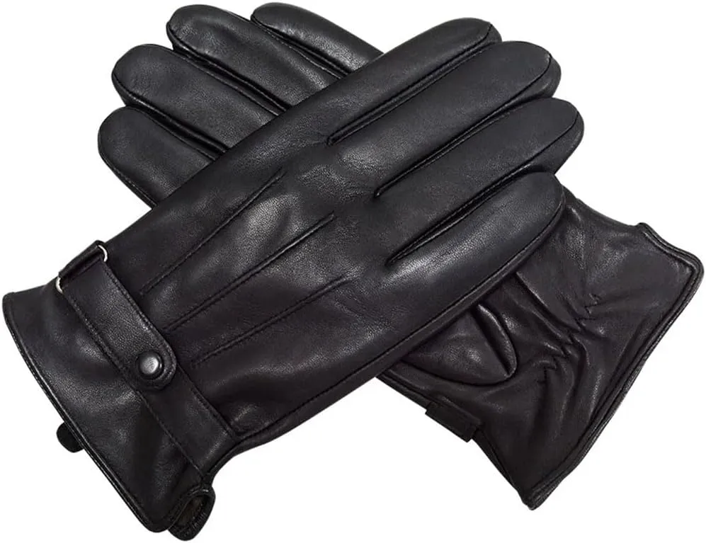 Men's Winter Genuine Leather Gloves for Men Outdoor Cycling Real Sheepskin Keep Warm Driving Gloves Black 3XL