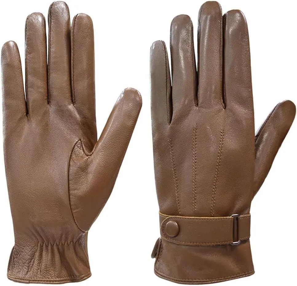 Men's Winter Genuine Leather Gloves for Men Outdoor Cycling Real Sheepskin Keep Warm Driving Gloves Black 3XL