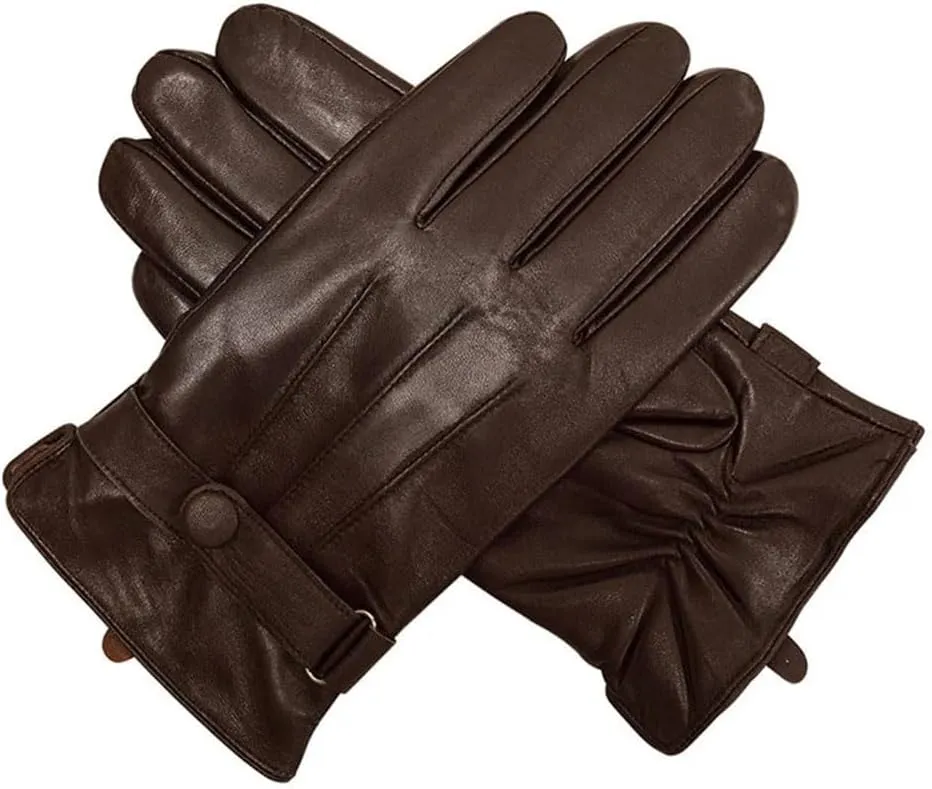 Men's Winter Genuine Leather Gloves for Men Outdoor Cycling Real Sheepskin Keep Warm Driving Gloves Black 3XL
