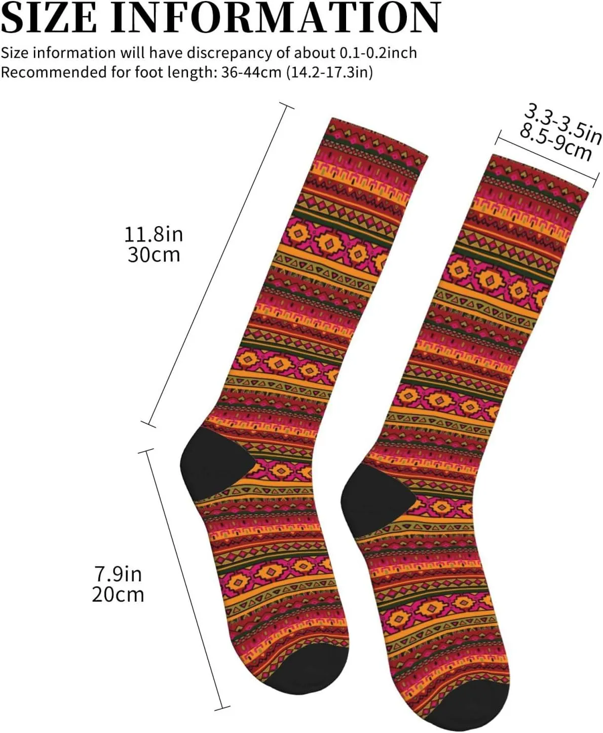 Mexican Folk Art Boho Print Circulation Compression Socks For Plantar Fasciitis Edema And Post Surgery