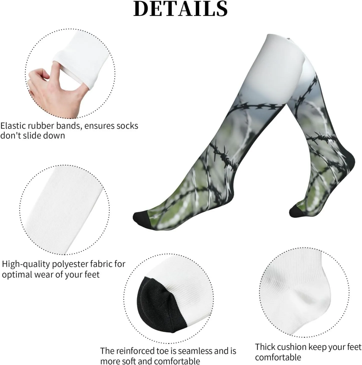 Military fence Print Circulation Compression Socks For Plantar Fasciitis Edema And Post Surgery