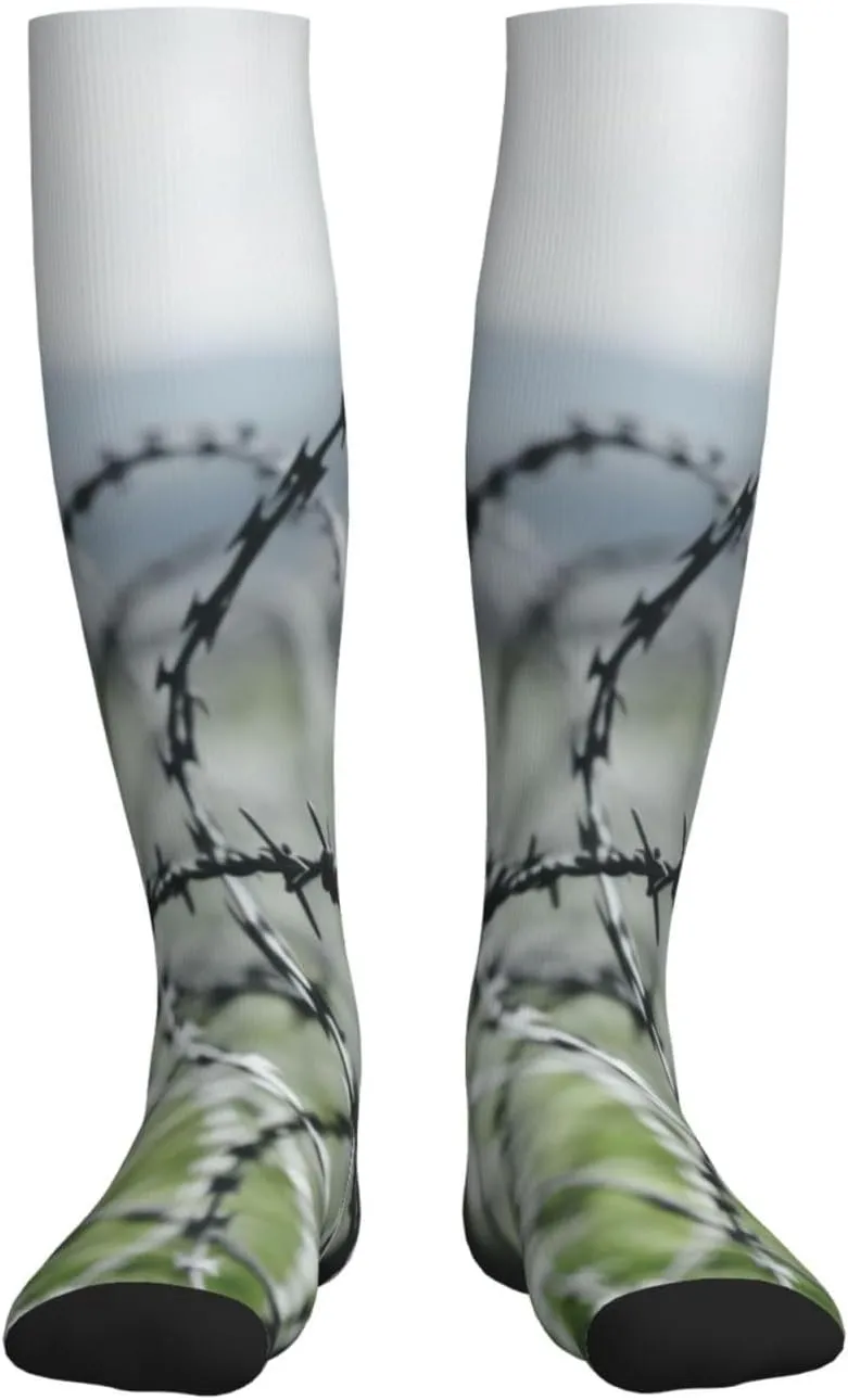 Military fence Print Circulation Compression Socks For Plantar Fasciitis Edema And Post Surgery